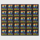 87e verjaardag: Vet, Vun, Eenvoudig, Regenboog 87 Cadeaupapier (Vlak)