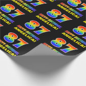 87e verjaardag: Vet, Vun, Eenvoudig, Regenboog 87 Cadeaupapier (Hoek)