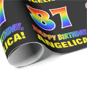 87e verjaardag: Vet, Vun, Eenvoudig, Regenboog 87 Cadeaupapier (Rol Hoek)