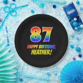 87e verjaardag: Vet, Vun, Eenvoudig, Regenboog 87 Papieren Bordje (Feest)