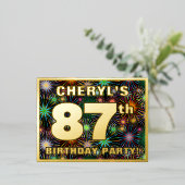 87e verjaardag: Vette, kleurrijke Fireworks-look Folie Uitnodiging Briefkaart (Staand Voorkant)