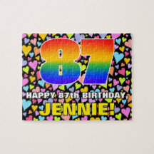 87e verjaardag — Vun, liefhebbende hartvormen + "8