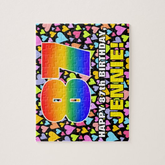 87e verjaardag — Vun, liefhebbende hartvormen + "8 Legpuzzel (Verticaal)