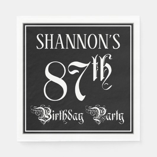 87e Verjaardagsfeest — Fantasie lettertype + eigen Servet (Voorkant)