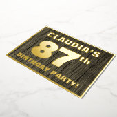 87e verjaardagsfeest: Kordaat, Nep houtnerfpatroon Folie Uitnodiging (Gedraaid)