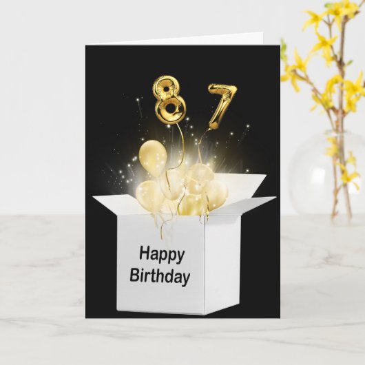 87e vogelballonnen in witte doos kaart (Gele Bloem)