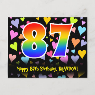 87ste verjaardag: Fun Hearts-patroon, Regenboog 87 Briefkaart