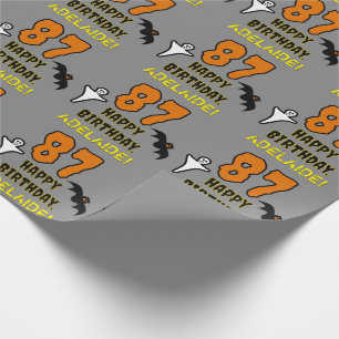 87ste verjaardag: griezelig Halloween-thema, aange Cadeaupapier