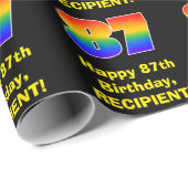 87ste verjaardag: Leuke, kleurrijke regenboog geïn Cadeaupapier (Rol Hoek)