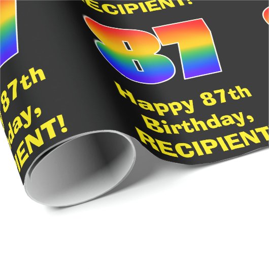 87ste verjaardag: Leuke, kleurrijke regenboog geïn Cadeaupapier (Rol Hoek)