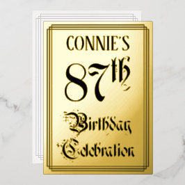 87ste verjaardagsfeest — Elegant schrift + aangepa Folie Uitnodiging