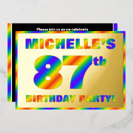87ste verjaardagsfeest — Leuk, regenboogspectrum “ Folie Uitnodiging