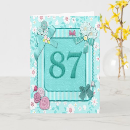 87ste verjaardagskaart met bloemen kaart (Gele Bloem)