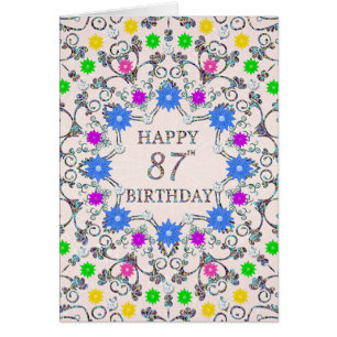 87th Birthday Abstract Flowers