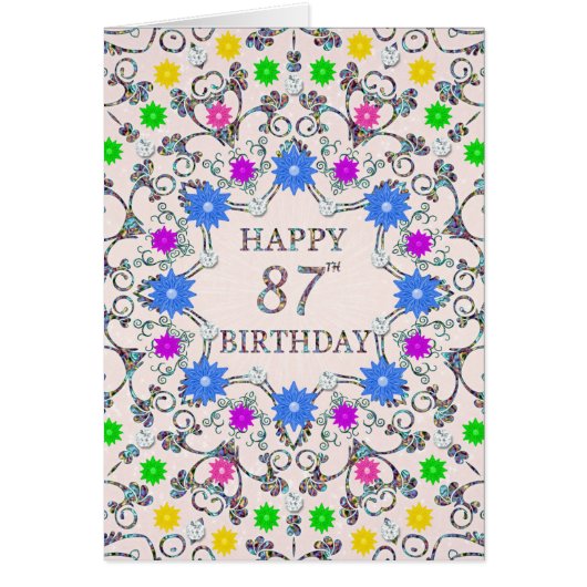 87th Birthday Abstract Flowers (Voorkant)