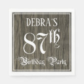 87th Birthday Party — Fancy Script, Faux Wood Look Servet (Voorkant)
