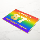 87th Birthday Party: Fun, Colorful Rainbow Pattern Folie Uitnodiging (Gedraaid)