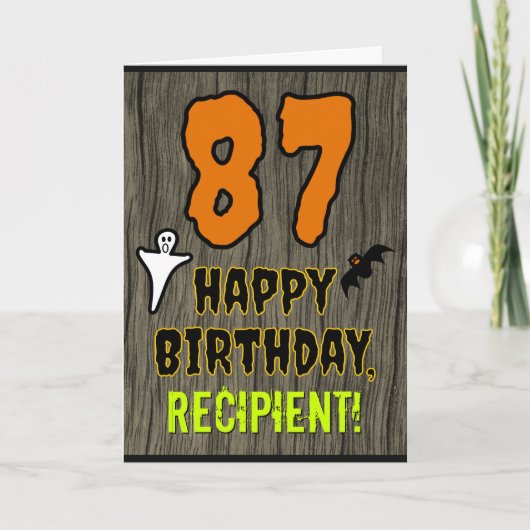 87th Birthday: Spooky Halloween Theme, Custom Name Kaart (Voorkant)