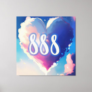 888 Angel Number: Een wandtapijt van kosmische ser Canvas Afdruk