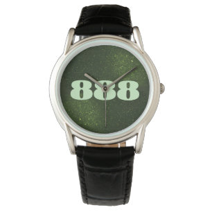 888 Green Glitter Number Abundance Manifestatie Horloge