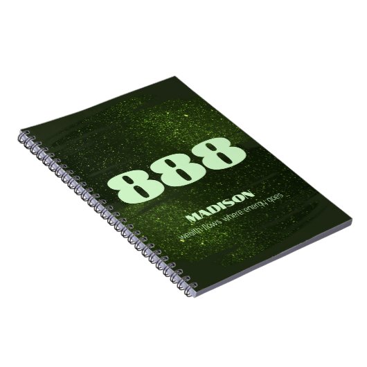 888 Green Glitter Number Abundance Manifestatie Notitieboek (Rechterzijde)