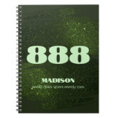 888 Green Glitter Number Abundance Manifestatie Notitieboek (Voorkant)