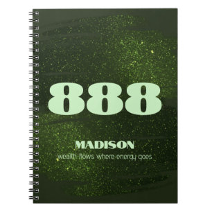 888 Green Glitter Number Abundance Manifestatie Notitieboek