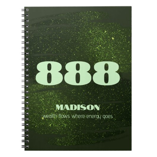 888 Green Glitter Number Abundance Manifestatie Notitieboek (Voorkant)