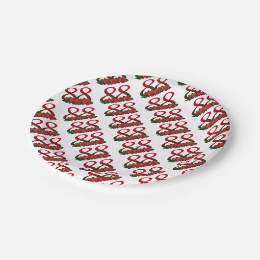 88 88e verjaardag papieren bordje (Gekanteld)