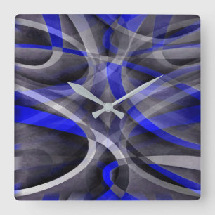 88 Groovy Royal Blue en Grey Arched Line Pa Vierkante Klok