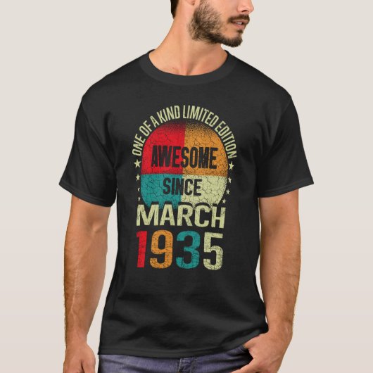 88 jaar Geweldige sinds maart 1935  88e geboorte T-shirt (Voorkant)