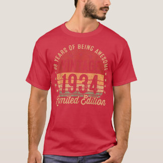 88 Jaar Oude Antiek 1934 Beperkte Editie 88ste Ver T-shirt
