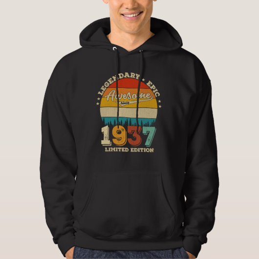 88 jaar oude Bday 1937 Geweldige 88ste verjaardags Hoodie (Voorkant)