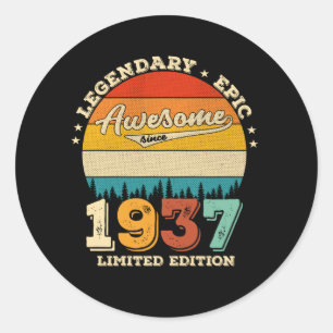 88 jaar oude Bday 1937 Geweldige 88ste verjaardags Ronde Sticker