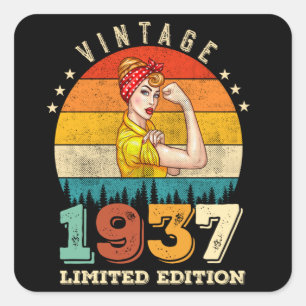 88 jaar oude Bday 1937 Vintage 88ste Verjaardag Vr Vierkante Sticker