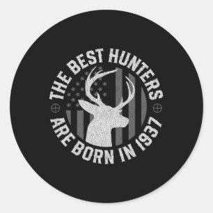 88 jaar oude hertenjager jacht 1937 88e verjaardag ronde sticker