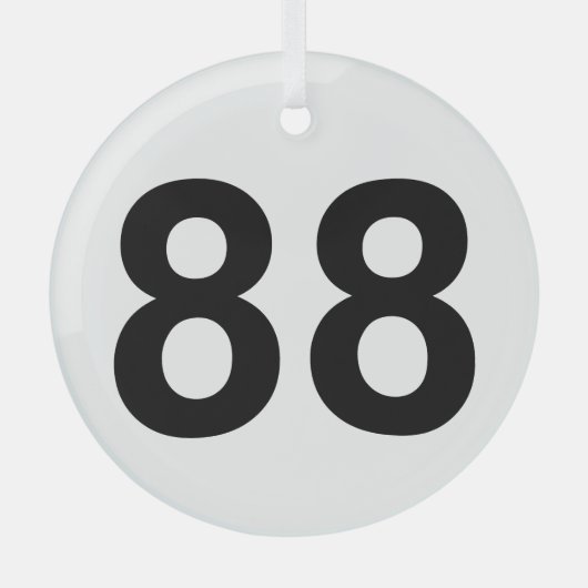 88 - nummer 88 glas ornament (Voorkant)