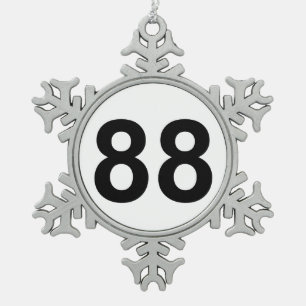 88 - nummer 88 tin sneeuwvlok ornament