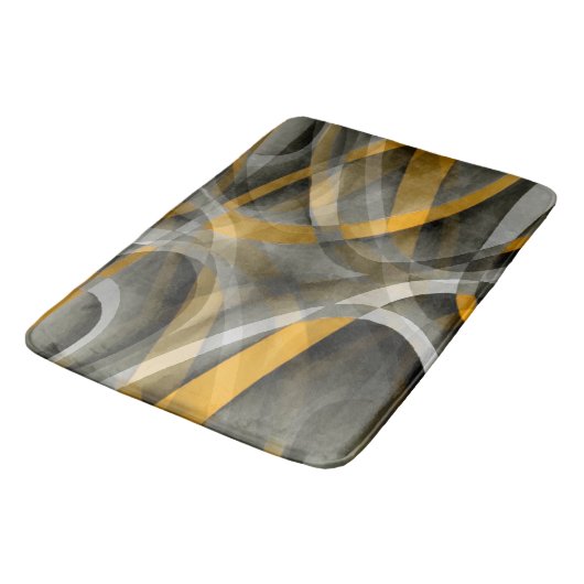 88 Retro Mustard Yellow en Gray Abstract Cu Badmat (Gekanteld)