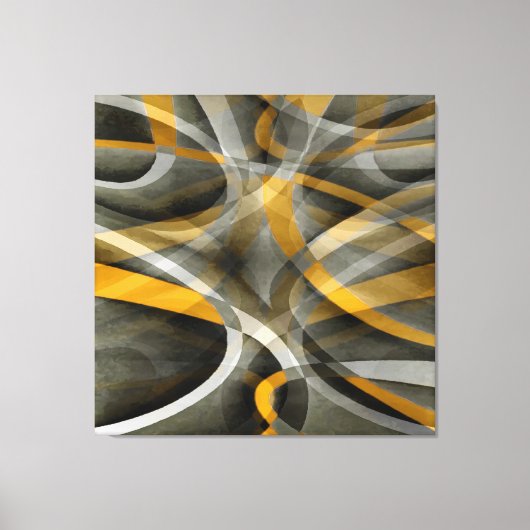 88 Retro Mustard Yellow en Gray Abstract Cu Canvas Afdruk (Voorkant)