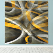 88 Retro Mustard Yellow en Gray Abstract Cu Canvas Afdruk (Insitu (Houten vloer))