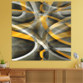 88 Retro Mustard Yellow en Gray Abstract Cu Canvas Afdruk (Insitu (Woonkamer))