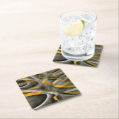 88 Retro Mustard Yellow en Gray Abstract Cu Kartonnen Onderzetters (Insitu)