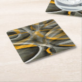 88 Retro Mustard Yellow en Gray Abstract Cu Kartonnen Onderzetters (Schuin)