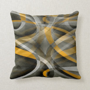 88 Retro Mustard Yellow en Gray Abstract Cu Kussen