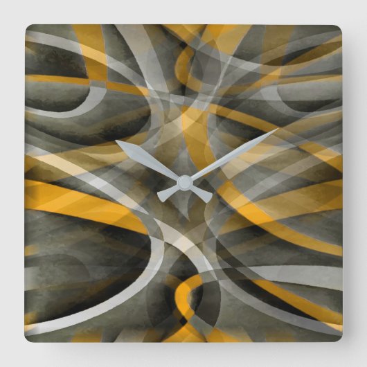 88 Retro Mustard Yellow en Grey Abstracte Cu Vierkante Klok (Voorkant)