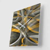 88 Retro Mustard Yellow en Grey Abstracte Cu Vierkante Klok (Hoek)
