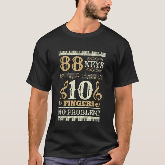 88 toetsen 10 vingerafdrukken Piano Lover speelt F T-shirt (Voorkant)