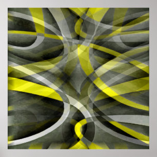 88 Vibes Daffodil Yellow en grijs gelaagd Poster