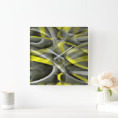 88 Vibes Daffodil Yellow en grijs gelaagd Vierkante Klok (Huis)